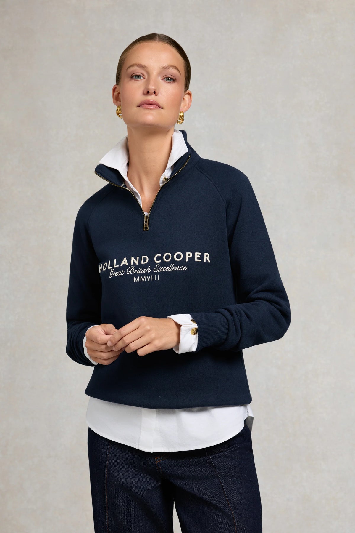 Holland Cooper Sporting Goods Zip Henley