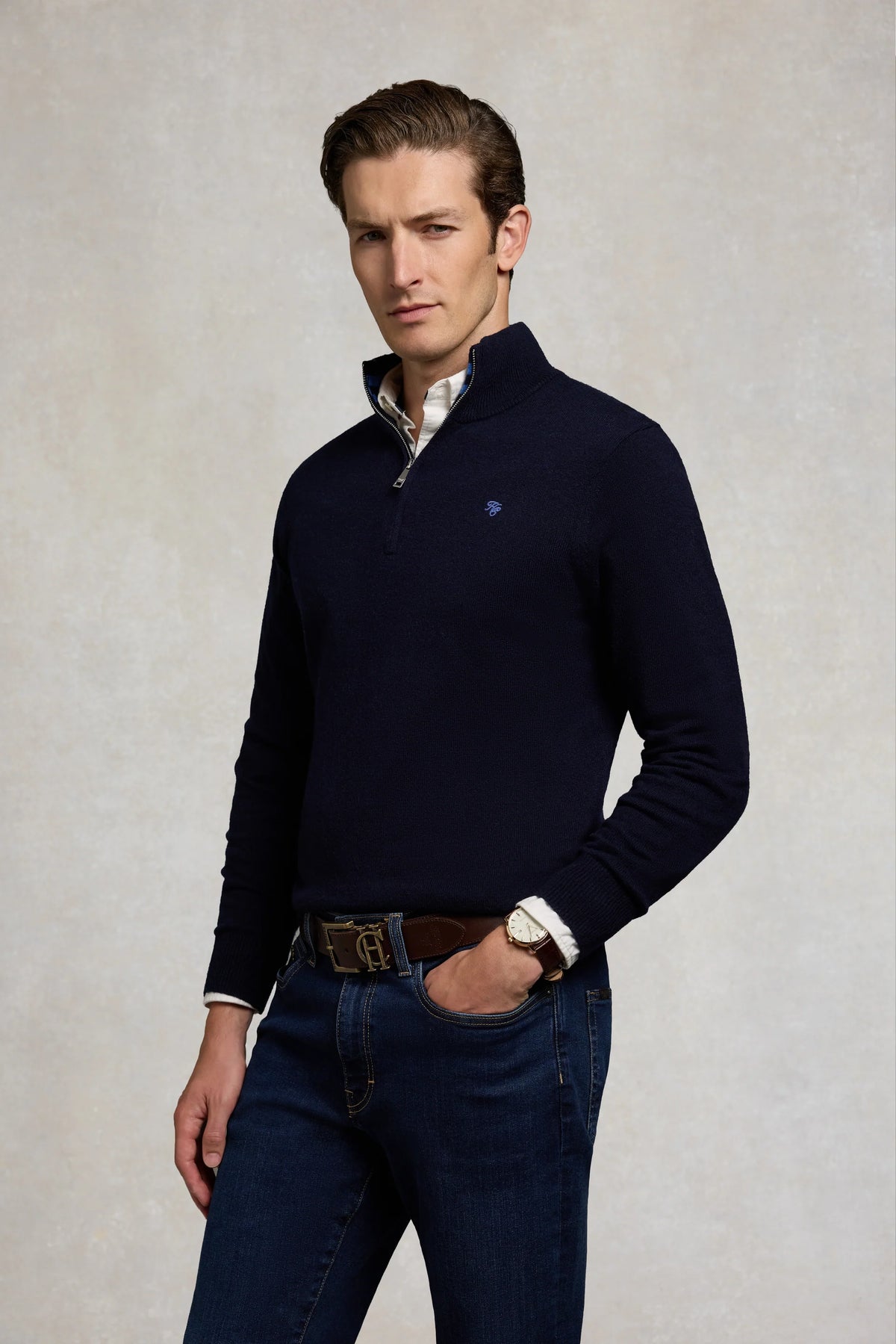 Holland Cooper Mens Fine Quarter Zip Knit