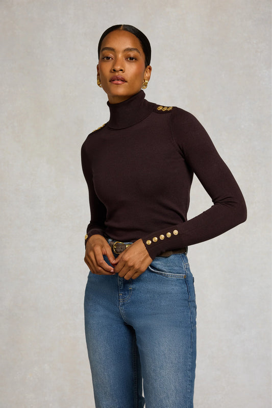 Holland Cooper Buttoned Knit Roll Neck