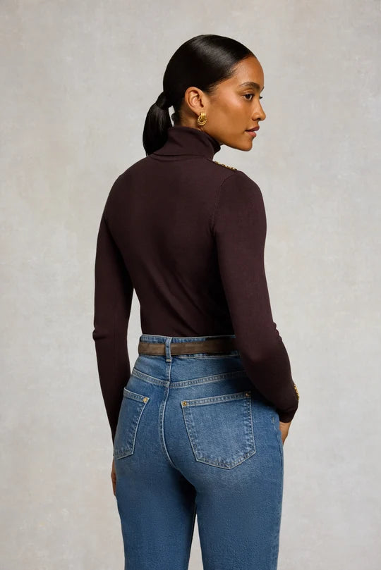 Holland Cooper Buttoned Knit Roll Neck