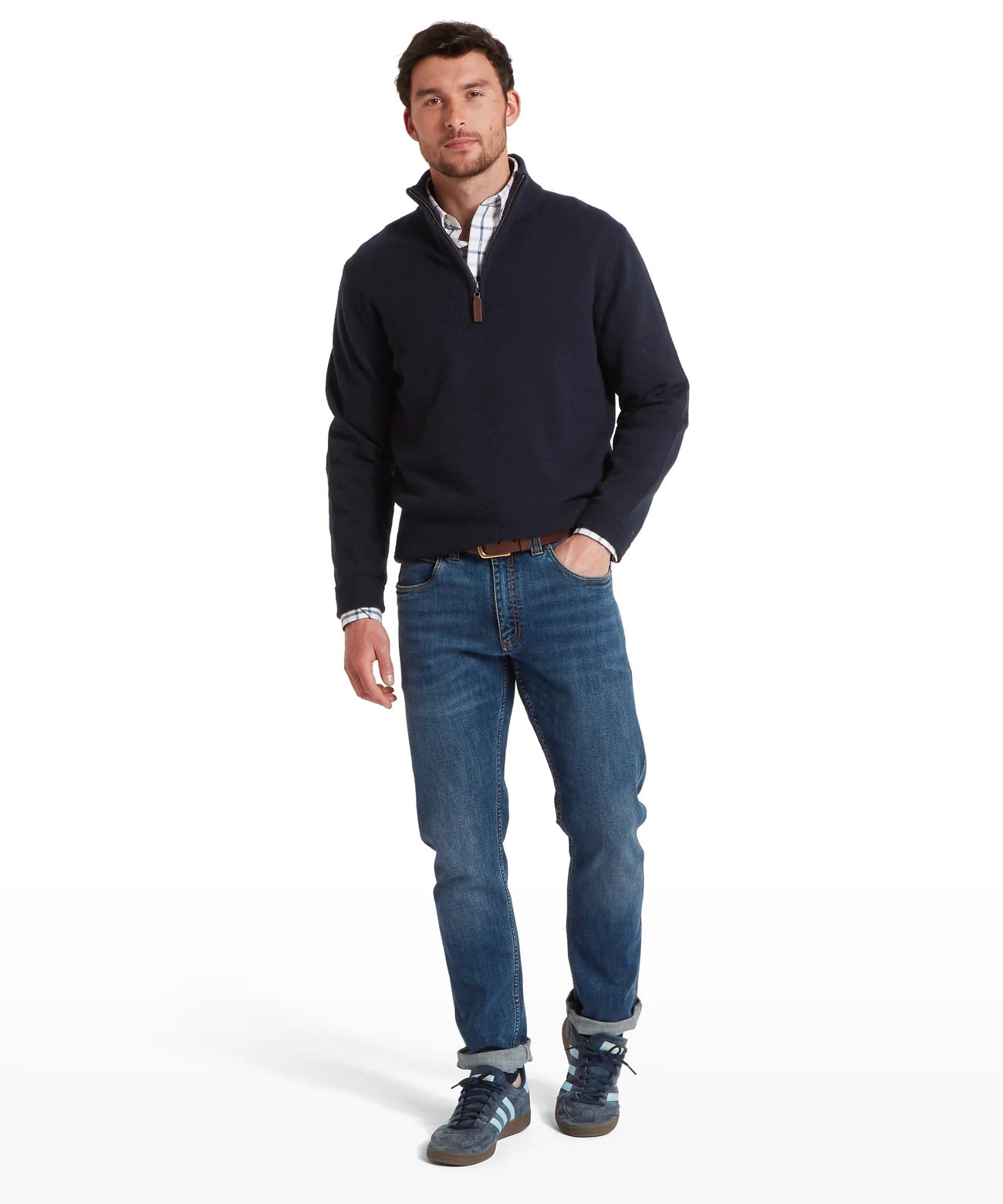 Schoffel Calton Cotton Cashmere Quarter Zip Jumper