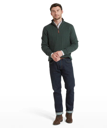 Schoffel Calton Cotton Cashmere Cable 1/4 Zip Jumper