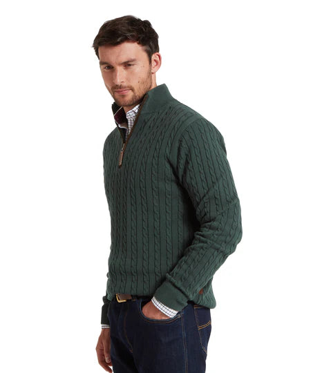 Schoffel Calton Cotton Cashmere Cable 1/4 Zip Jumper