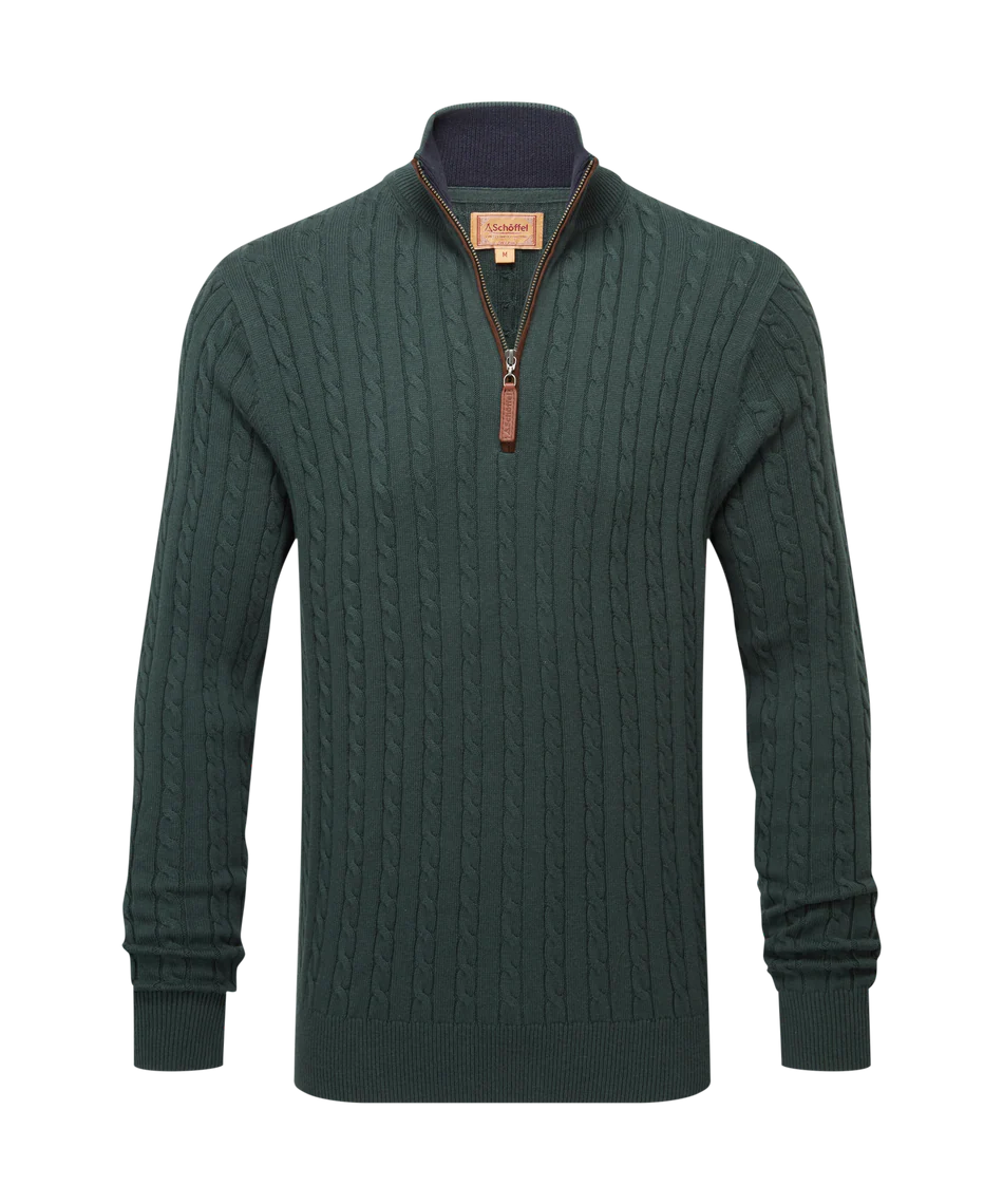 Schoffel Calton Cotton Cashmere Cable 1/4 Zip Jumper
